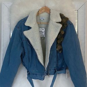 • § Denim Shearling Jacket Coat Collar Western § •